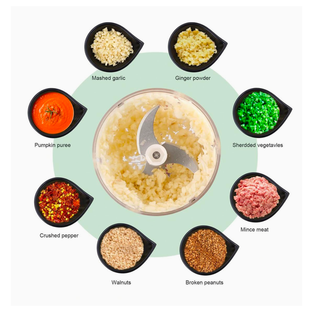 KolorFish Electric Mini Garlic Chopper 250ml Electric Vegetable Chopper